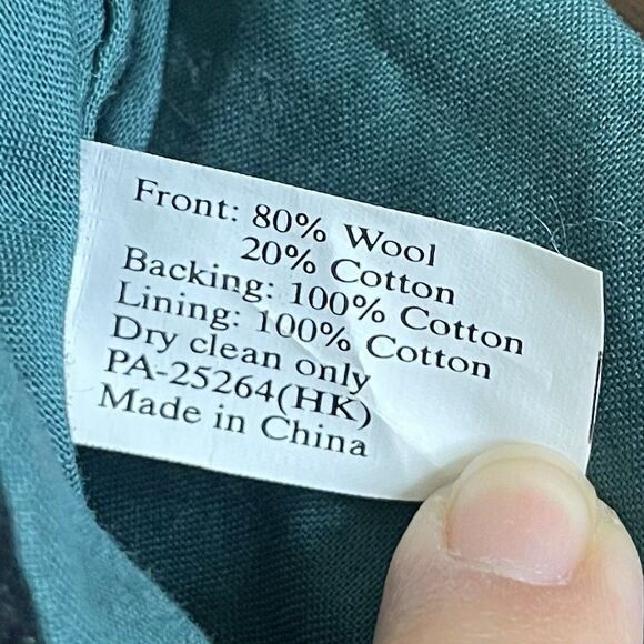 Green Velvet Back Wool Cross Stitch Christmas Stocking Teddy bear Big Plaid Bow - Picture 5 of 5